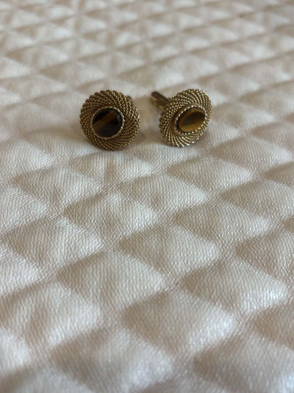 Vintage Gold Tone Tiger Eye Cufflinks
